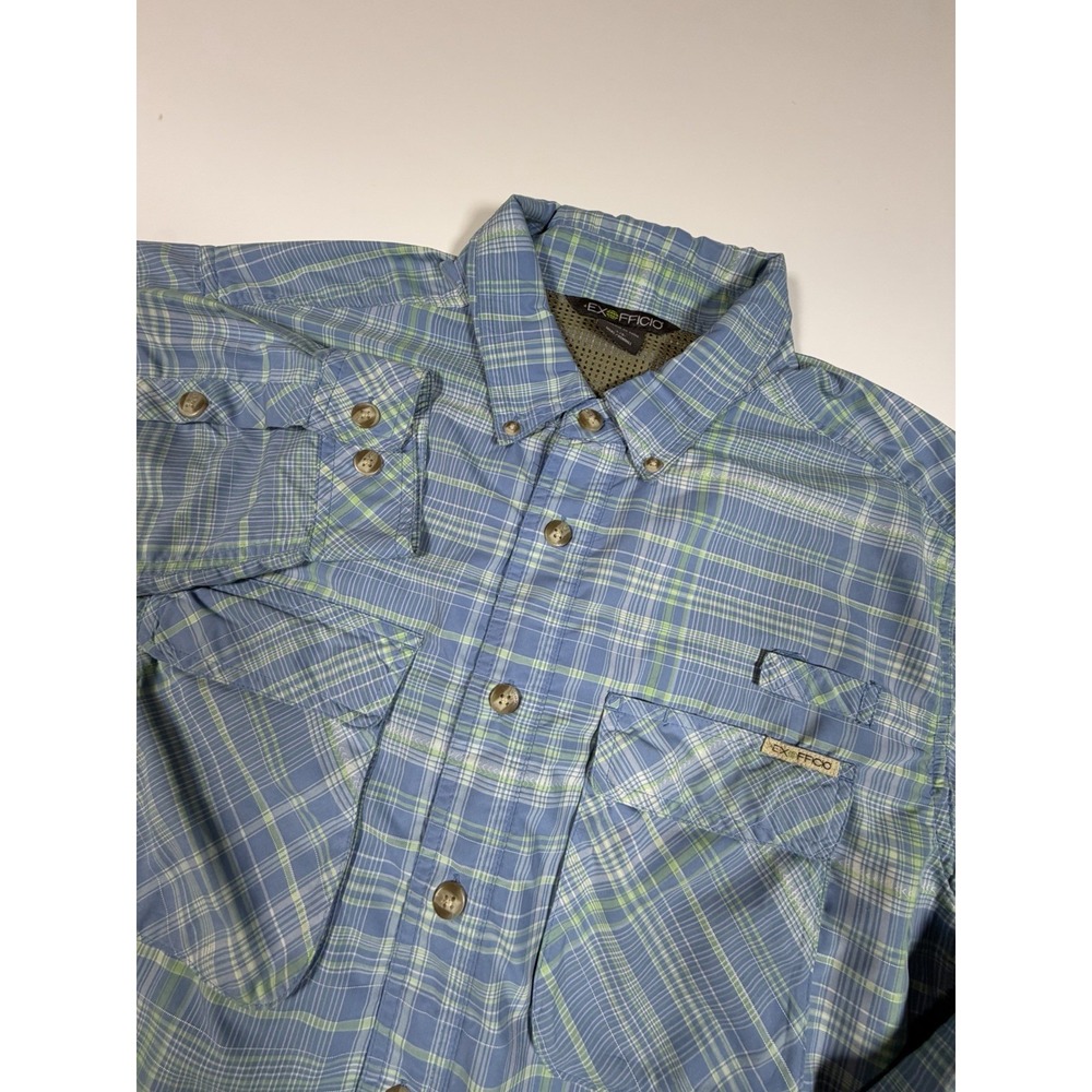 ExOfficio Insect Shield Plaid Long Sleeve Vented Fishing Shirt Men's Size Large